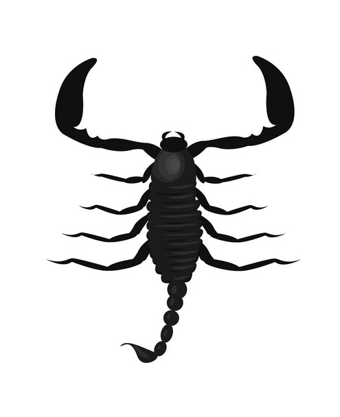 Black scorpion, illustration, vector on a white background. - Διάνυσμα, εικόνα