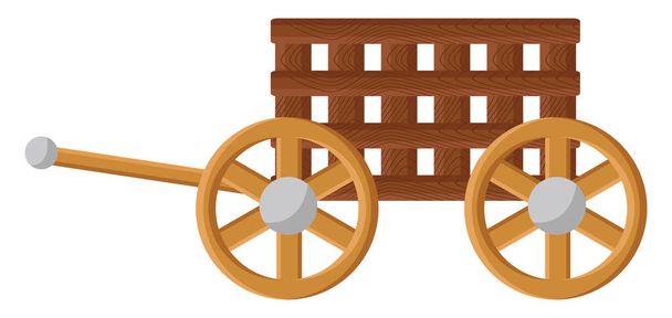 Chariot en bois, illustration, vecteur sur fond blanc. - Vecteur, image
