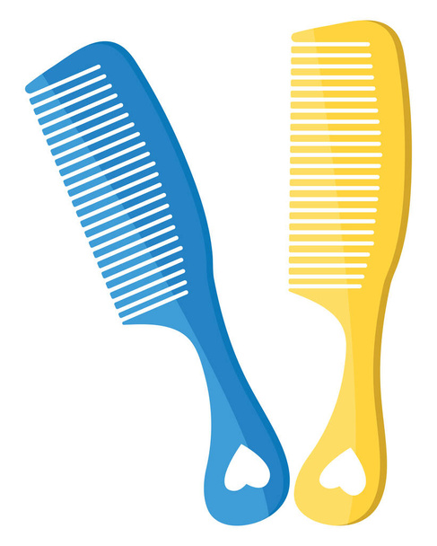 Two hair combs, illustration, vector on a white background. - Vector, Image