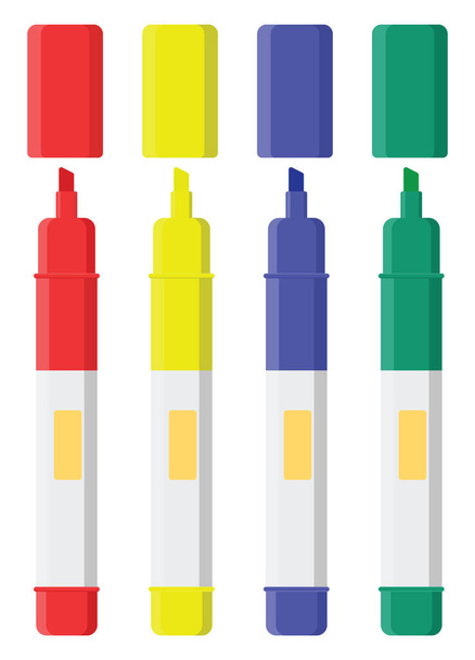Marcadores coloridos, ilustración, vector sobre un fondo blanco. - Vector, Imagen