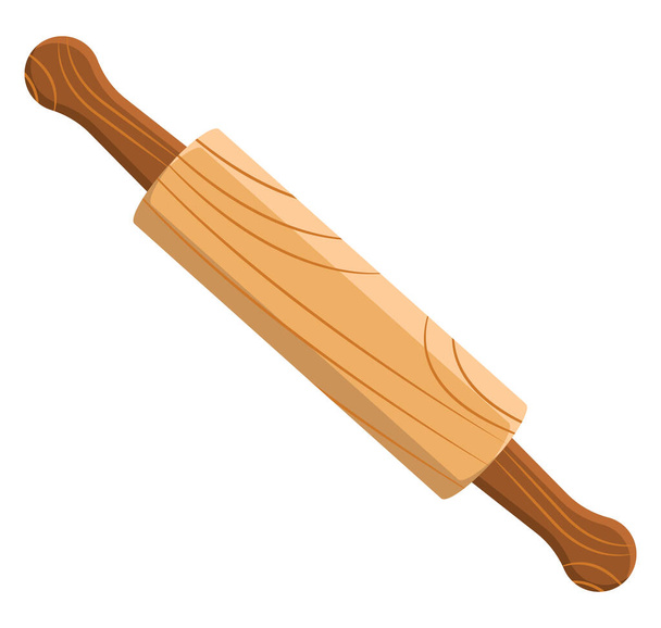 Wooden rolling pin, illustration, vector on a white background. - Vector, Image
