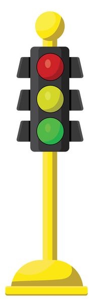 Yellow traffic light, illustration, vector on a white background. - Vector, Image
