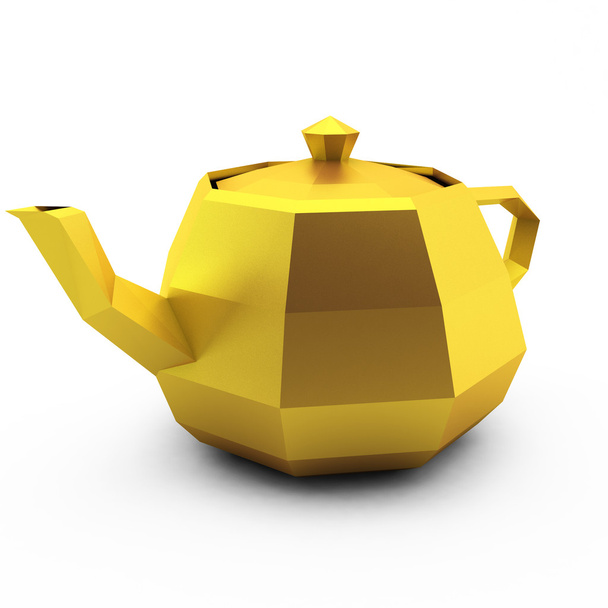 3d render of modern gold teapot on white - Foto, Imagen