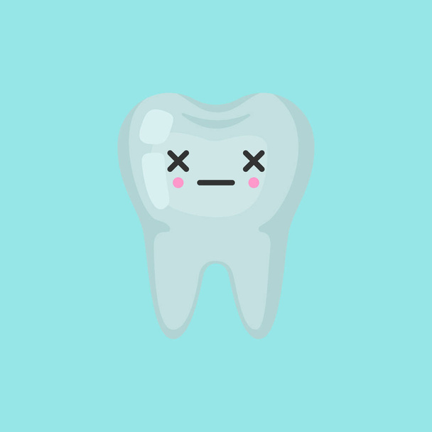Dode tand met emotioneel gezicht, schattige kleurrijke vector pictogram illustratie - Vector, afbeelding