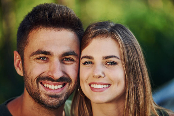 Portrait of beautiful caucasian couple. Happy people. Cheerful emotions. - Photo, image