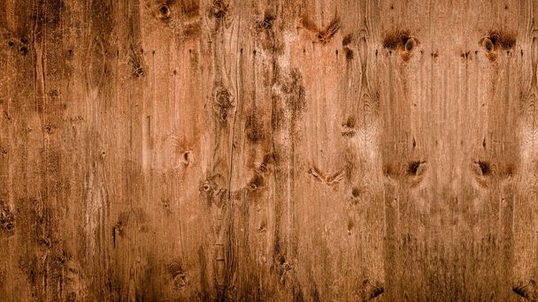 Old brown rustic weathred dark grunge wooden timber table wall board texture - wood background banner top view - Фото, изображение