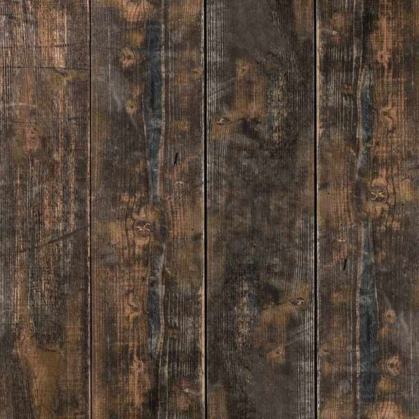 Alt braun rustikal verwittert dunkel Grunge Holz Tisch Wand Dielenboden Textur - Holz Hintergrund quadratische Ansicht von oben  - Foto, Bild