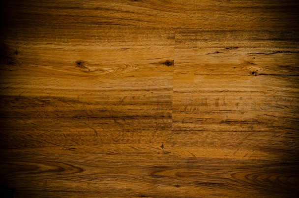 Altes braun rustikal verwittertes dunkles Grunge Holz Tisch Wand Dielenboden Textur - Holz Hintergrund Banner Draufsicht - Foto, Bild