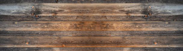 oud bruin rustiek donker houten wandtafel textuur - hout achtergrond panorama lange banner - Foto, afbeelding