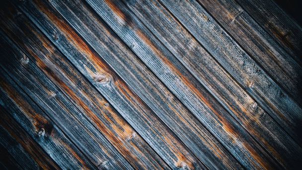 Old brown rustic weathred dark grunge wooden timber table wall floor board texture - wood background banner top view 	 - Fotografie, Obrázek