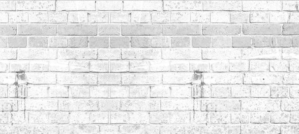 White gray grey grunge light damaged rustic brick wall masonry brickwork stonework texture background banner - Photo, Image