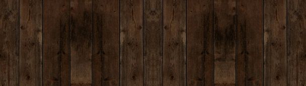 Old brown rustic weathred tmavý grunge dřevěné dřevo stůl zeď deska textura - dřevo pozadí banner panorama horní pohled - Fotografie, Obrázek