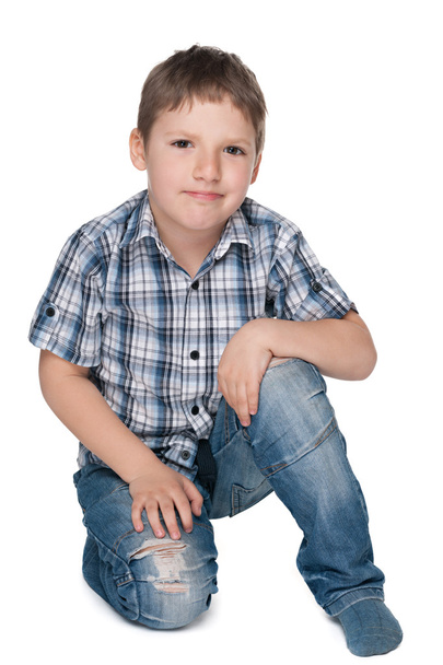Little boy sits on the floor - Photo, Image