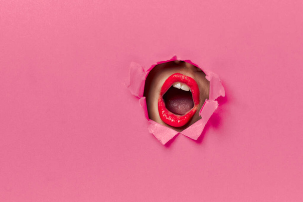 womens lips pink poster glamor lifestyle fashion - Photo, Image
