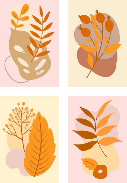 Color silhouette of a leaves  on a white background. Sketch drawing. Flat vector - Vektor, kép