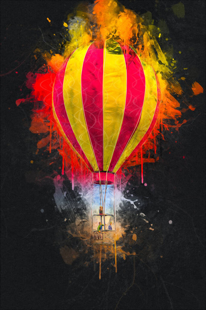 Політ на барвистій повітряній кулі, мистецтво, стиль, вінтаж, ретро, антикваріат, модель, мініатюра
 - Фото, зображення