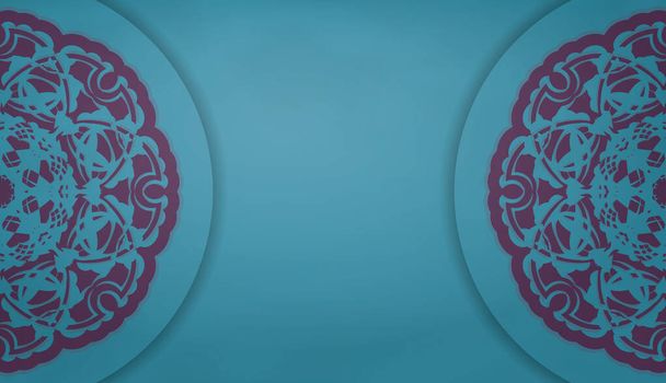 Baner από τυρκουάζ χρώμα με indian μωβ μοτίβο για το σχεδιασμό σύμφωνα με το κείμενό σας - Διάνυσμα, εικόνα