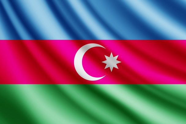Azerbajdzsán zászlaja integetett, vektor - Vektor, kép