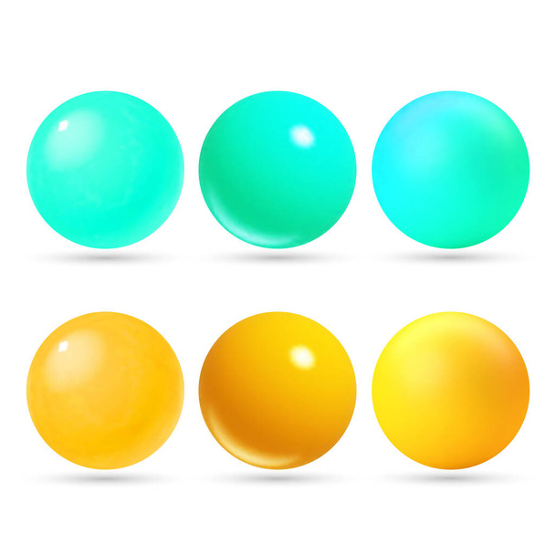 Set of realistic pearls of different color isolated on the white background. 3d illustration. - Vector, Image