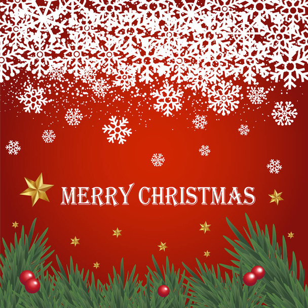 Festive Christmas background with Christmas tree branches, Christmas decorations and garland - illustration - Photo, image