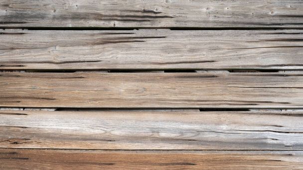 Altes braun rustikal verwittertes helles Licht Grunge Holz Tisch Wand Dielenboden Textur - Holz Hintergrund Banner Draufsicht - Foto, Bild