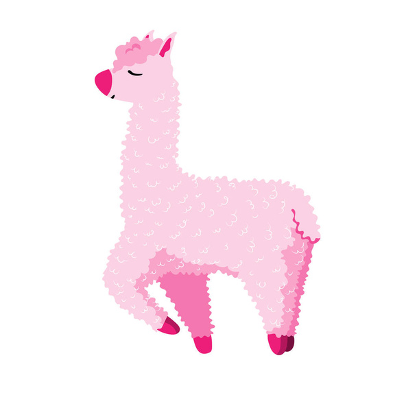 lindo dibujo animado lama alpaca Vector Illustration. diseño único para tarjetas, carteles, camisetas, invitaciones - Vector, Imagen