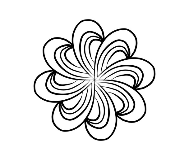 Prosty kształt kwiat Mandala do malowania kolorów. Zarys na białym tle - Zdjęcie, obraz