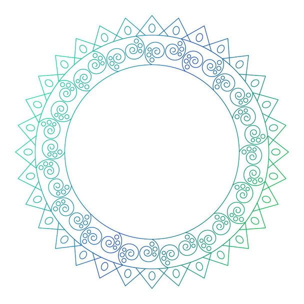  Circle frame in form of mandala. Pattern for Henna Mehndi or tattoo decoration. Decorative ornament in ethnic oriental style, vector illustration. - Vector, imagen