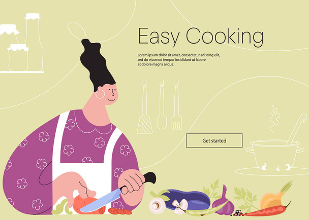 Kadınla Kolay Pişirme İniş web sayfası şablonu - Fotoğraf, Görsel