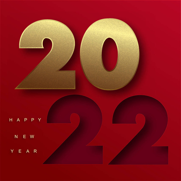 2022 Καλή Χρονιά κόκκινο χαρτί κοπεί κάρτα. Διάνυσμα. - Διάνυσμα, εικόνα