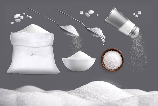 現実的な塩のイメージセット - ベクター画像