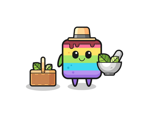 rainbow cake herbalist cute cartoon , cute design - Vector, Image