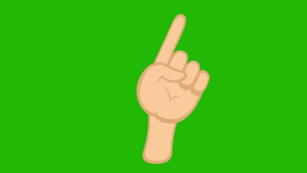 Looping-Animation einer Hand, die ihren Zeigefinger bewegt, als Geste der Zustimmung. Auf einem grünen Chroma-Tastenhintergrund - Filmmaterial, Video