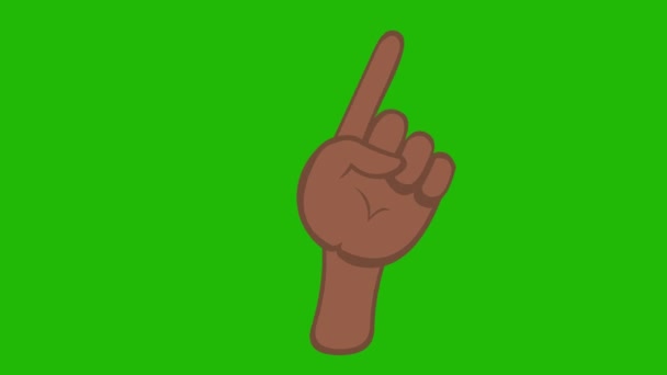 Animação em loop de uma mão marrom, com o gesto clássico com o dedo indicador, dizendo não ou não aprovado. Em um fundo de chave de croma verde - Filmagem, Vídeo