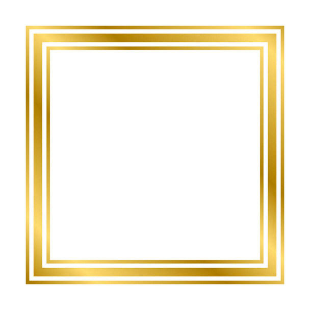Kulta kiiltävä hehkuva vintage suorakulmion runko varjot eristetty valkoisella taustalla. Kultainen realistinen neliön raja. Vektoriesimerkki - Vektori, kuva