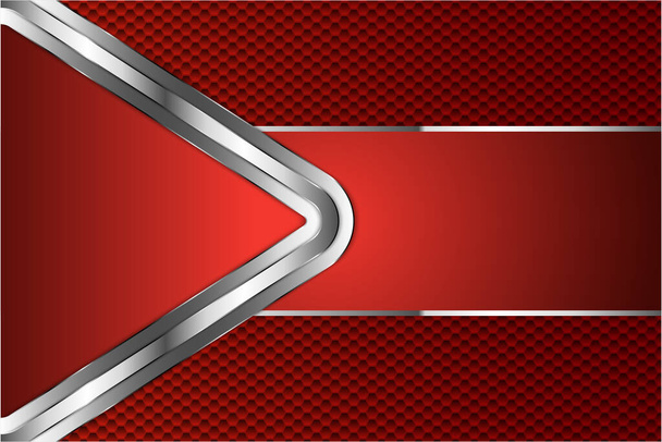 Red metal background with carbon fiber texture - Vector, Image