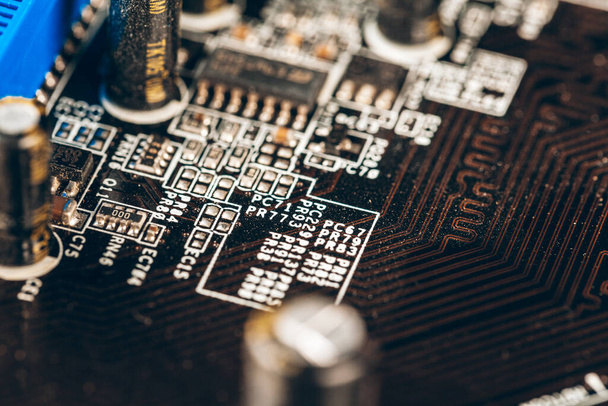 Close up of a electronic circuit board with processor - 写真・画像