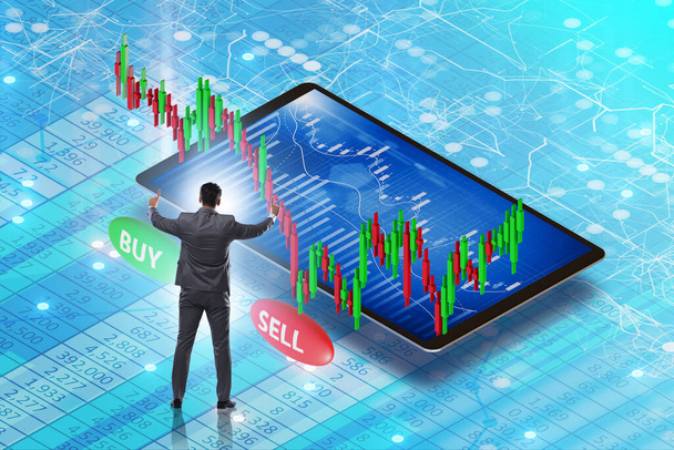 Online trading concept with businessman - Photo, Image