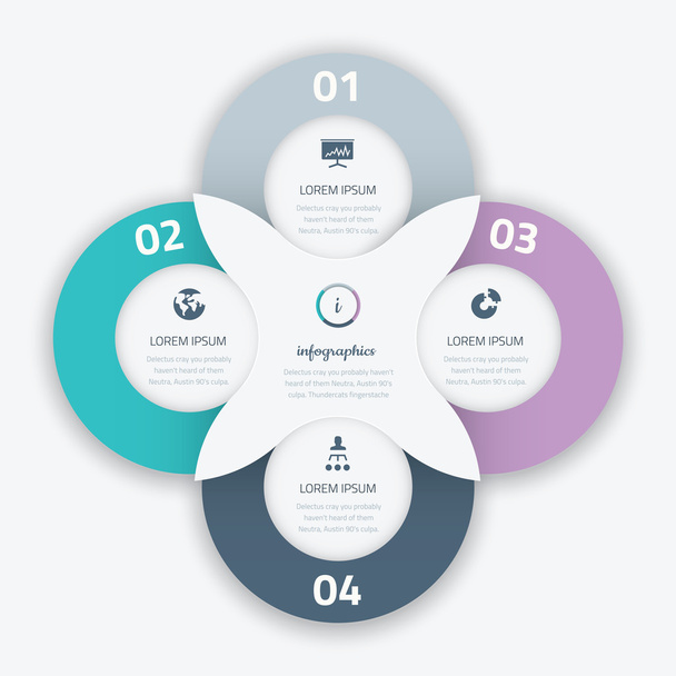 Beautiful four infographic vector circle business option element - Διάνυσμα, εικόνα