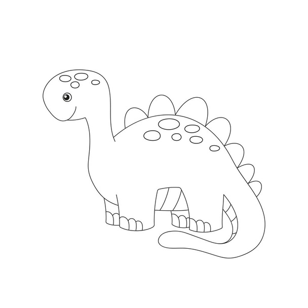 Roztomilý kreslený dinosaurus. Černobílá vektorová ilustrace pro omalovánky. Dino. - Vektor, obrázek
