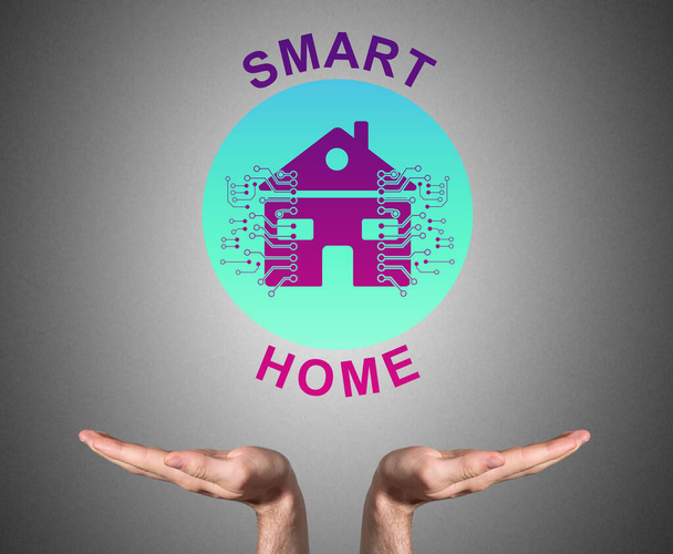 Offene Hände für Smart-Home-Konzept - Foto, Bild