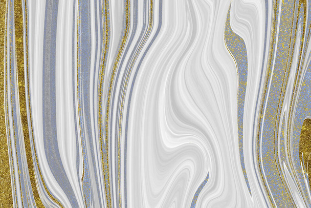 Niebieski i złoty marmur teksturowane tło - Zdjęcie, obraz