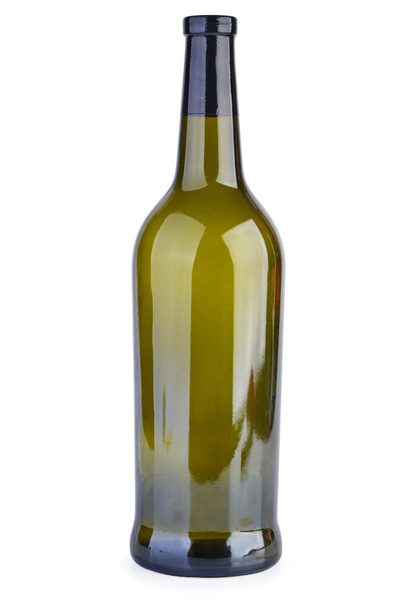 Empty green wine bottle isolated on white - Photo, image