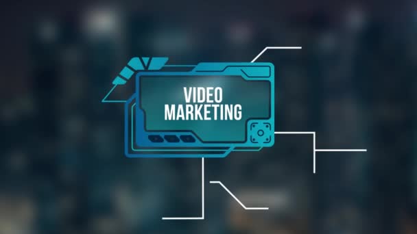Internet, business, Tecnologia e concetto di rete. Video marketing e pubblicità sullo schermo. Pulsante virtuale. - Filmati, video