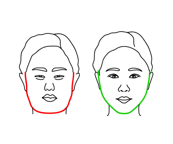 Woman face on isolated background. Plastic surgery. Vector illustration. - Vector, Image
