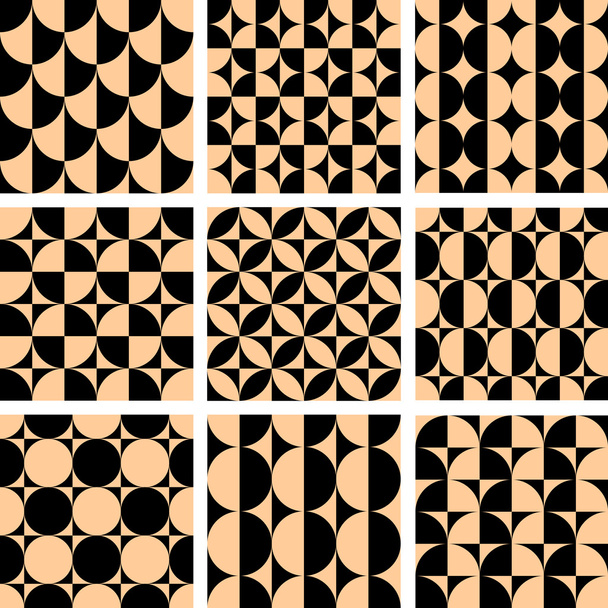 Seamless geometric patterns in op art design. - Vector, Image