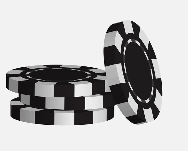 schwarze Casino-Spielmarken, isoliert auf weißem Hintergrund - Vektor, Bild