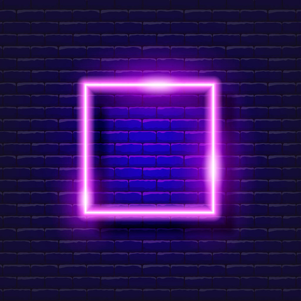 Square Abstract neon sign. Glowing geometric figure for design - Vektori, kuva