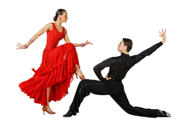Dançarinos latinos em acção. Isolado em branco
 - Foto, Imagem