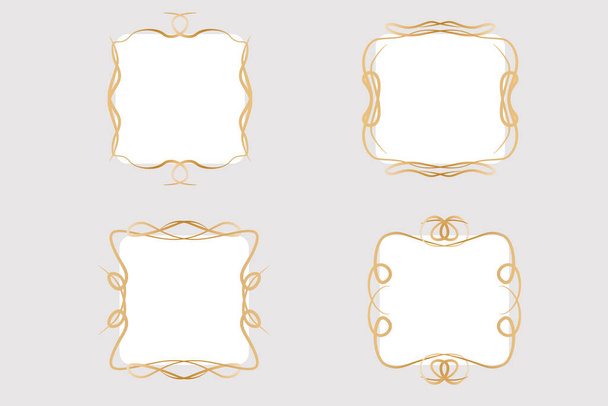 A set of golden wavy vintage frames. Good for any project. - Vector, Image